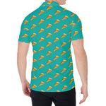 Teal Pizza Pattern Print Men's Shirt