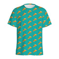 Teal Pizza Pattern Print Men's Athletic T-Shirt
