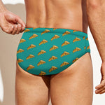 Teal Pizza Pattern Print Men's Swim Briefs