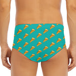 Teal Pizza Pattern Print Men's Triangle Swim Briefs