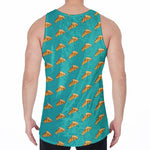 Teal Pizza Pattern Print Men's Velvet Tank Top