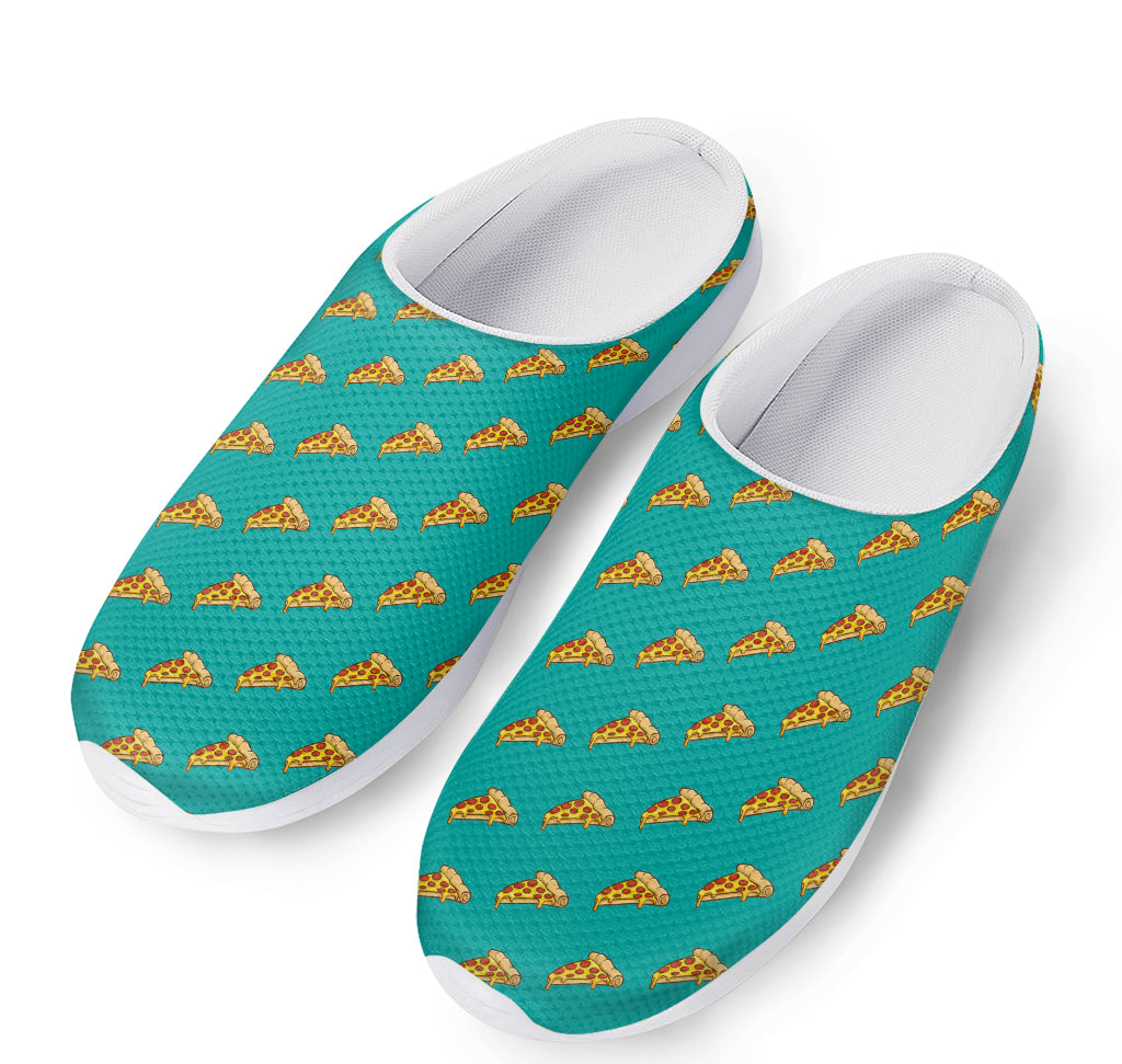Teal Pizza Pattern Print Mesh Casual Shoes