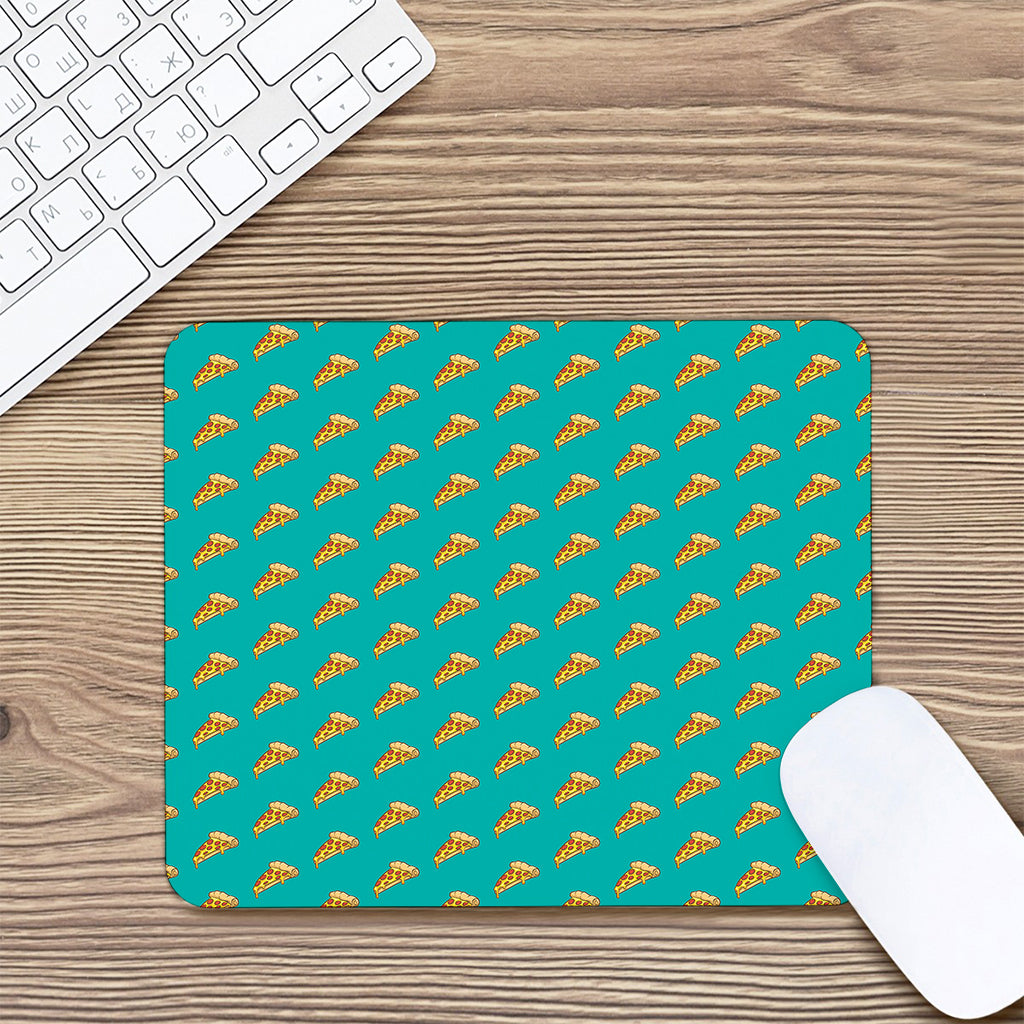 Teal Pizza Pattern Print Mouse Pad
