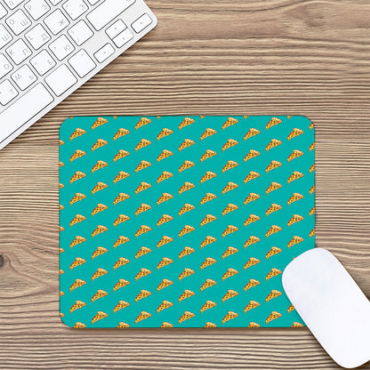 Teal Pizza Pattern Print Mouse Pad