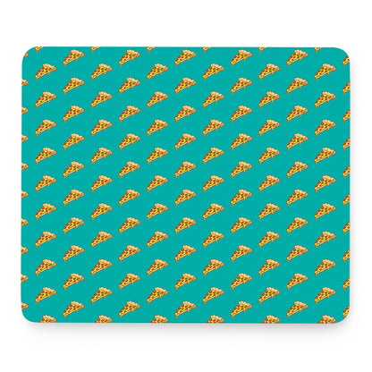 Teal Pizza Pattern Print Mouse Pad