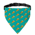 Teal Pizza Pattern Print Over The Collar Dog Bandana