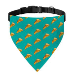 Teal Pizza Pattern Print Over The Collar Dog Bandana