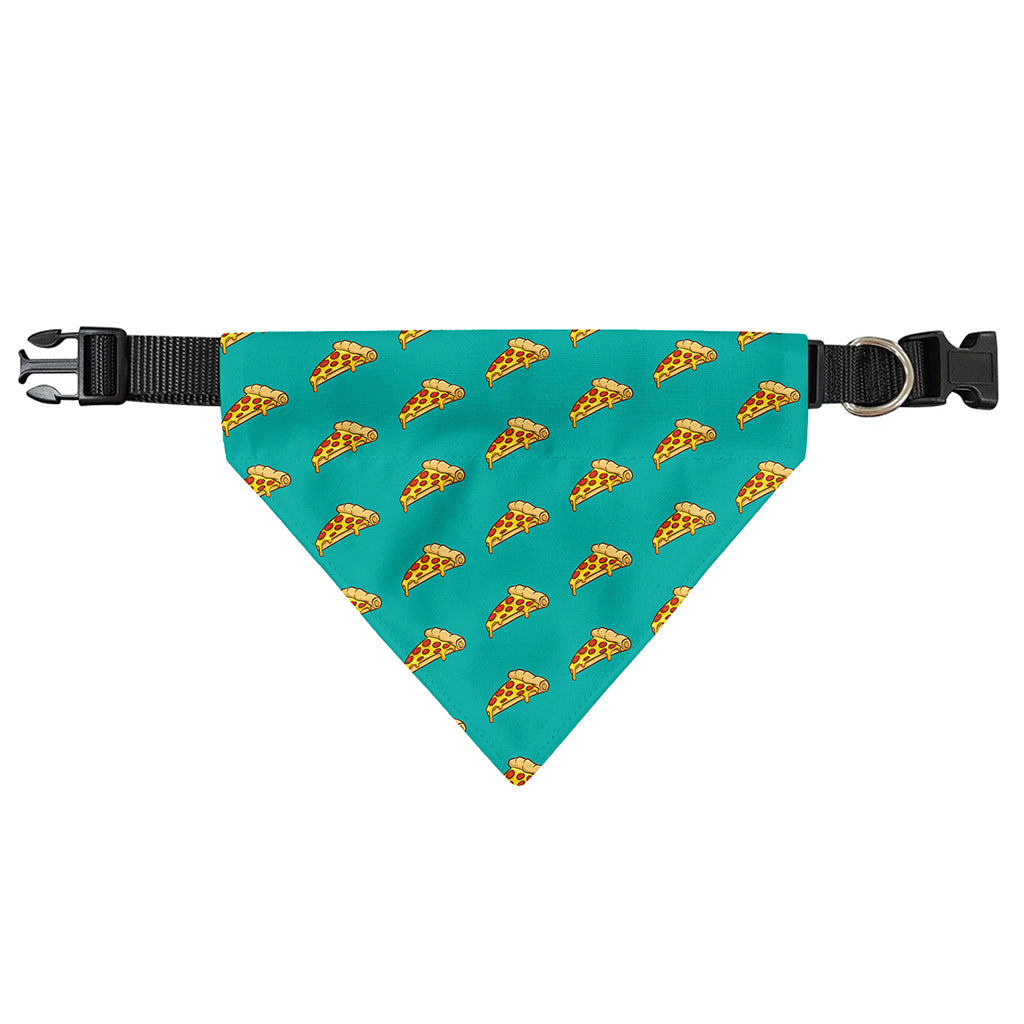 Teal Pizza Pattern Print Over The Collar Dog Bandana