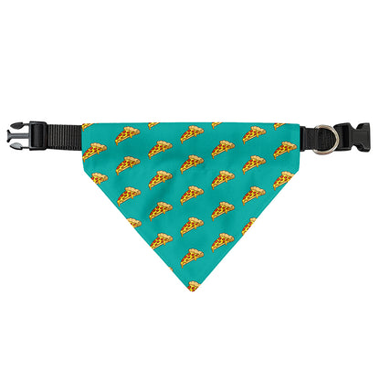 Teal Pizza Pattern Print Over The Collar Dog Bandana