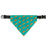 Teal Pizza Pattern Print Over The Collar Dog Bandana