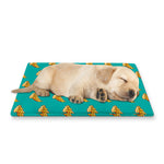 Teal Pizza Pattern Print Pet Cooling Mat Cover
