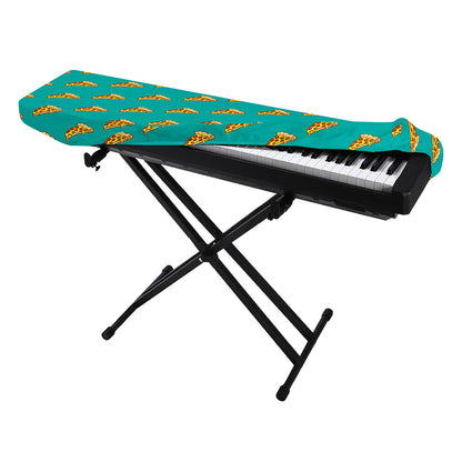 Teal Pizza Pattern Print Piano Keyboard Cover