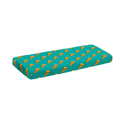 Teal Pizza Pattern Print Piano Keyboard Cover