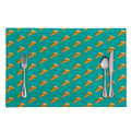 Teal Pizza Pattern Print Placemat
