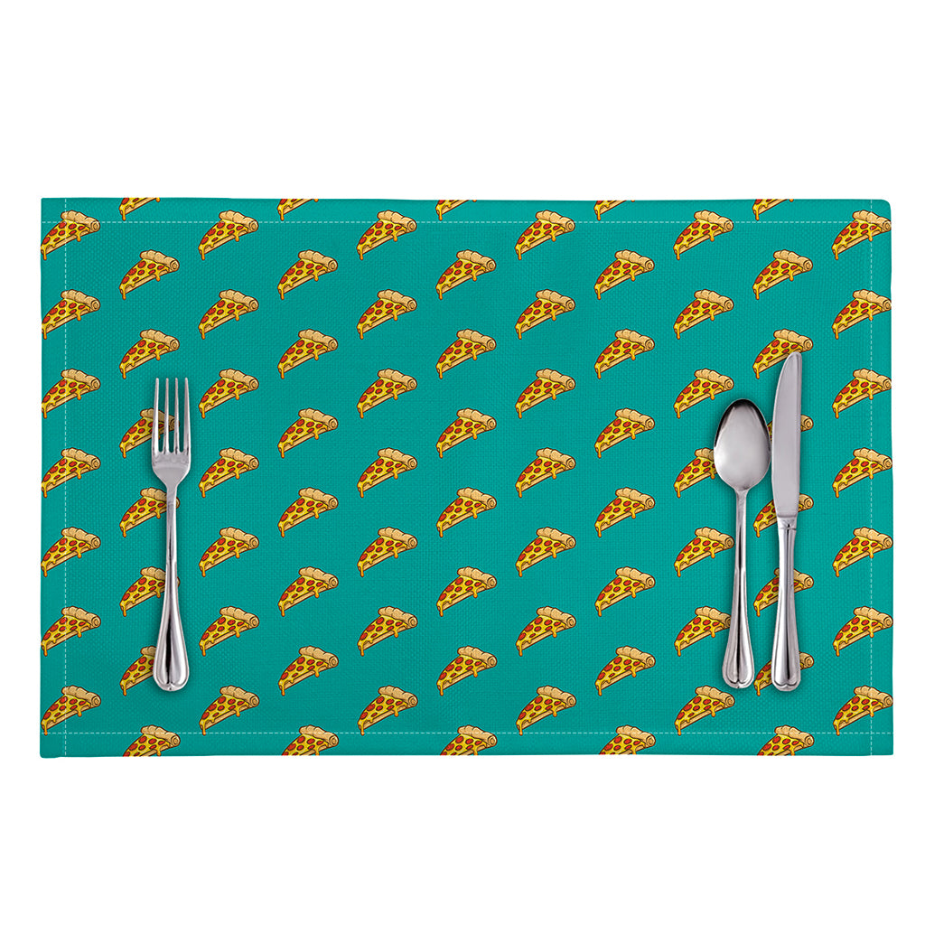 Teal Pizza Pattern Print Placemat