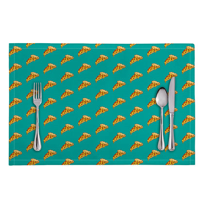 Teal Pizza Pattern Print Placemat
