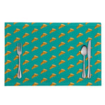 Teal Pizza Pattern Print Placemat