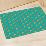 Teal Pizza Pattern Print Polyester Doormat