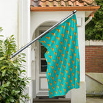 Teal Pizza Pattern Print Polyester Flag