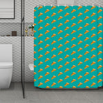 Teal Pizza Pattern Print Polyester Shower Curtain