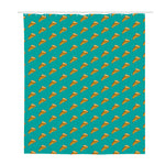 Teal Pizza Pattern Print Polyester Shower Curtain