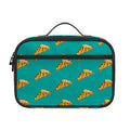 Teal Pizza Pattern Print Portable Lunch Bag