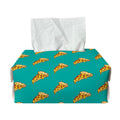 Teal Pizza Pattern Print Rectangle Tissue Box Cover