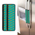 Teal Pizza Pattern Print Refrigerator Handle Covers