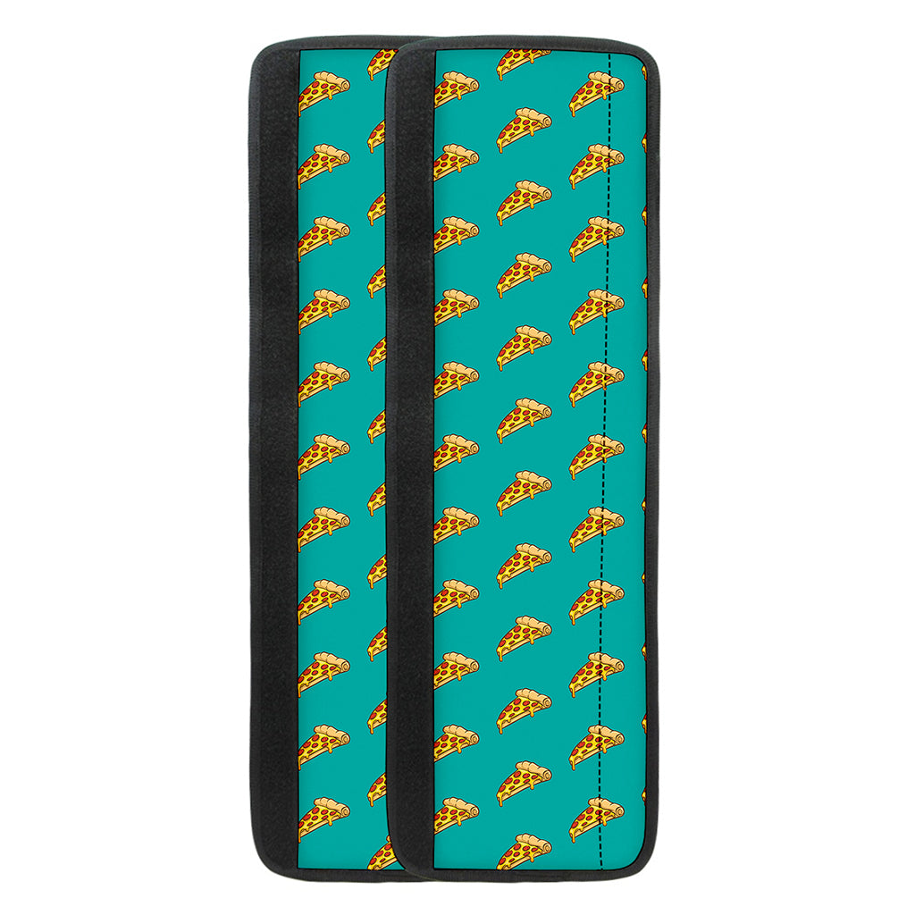 Teal Pizza Pattern Print Refrigerator Handle Covers
