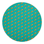 Teal Pizza Pattern Print Round Blanket