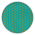 Teal Pizza Pattern Print Round Floor Mat