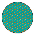 Teal Pizza Pattern Print Round Floor Mat