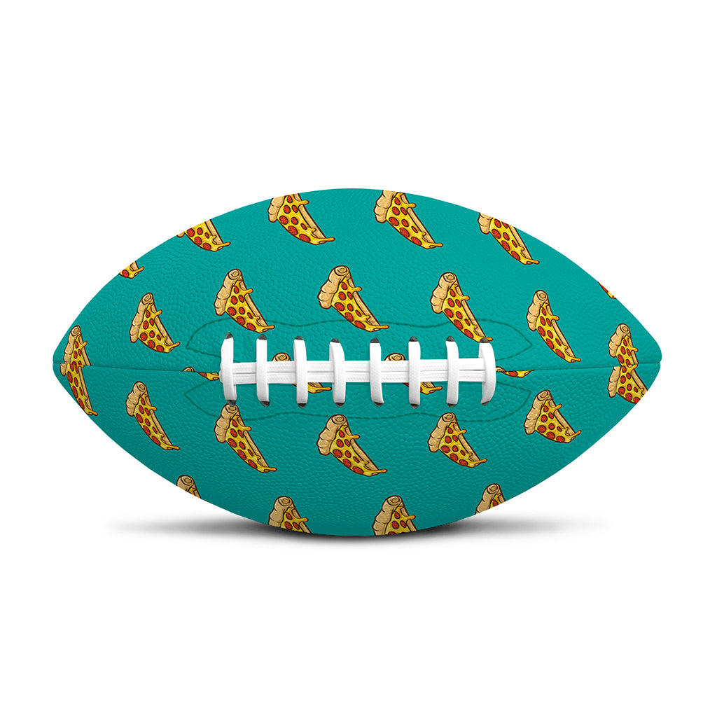Teal Pizza Pattern Print Rugby Ball