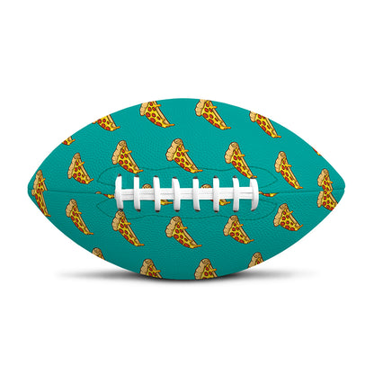 Teal Pizza Pattern Print Rugby Ball