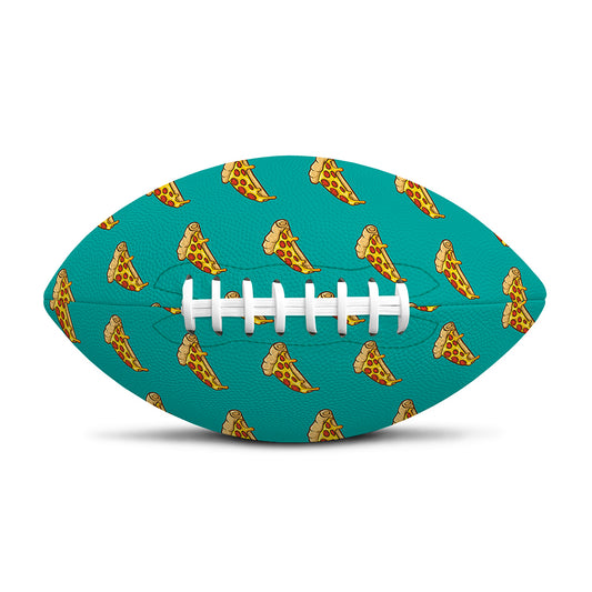 Teal Pizza Pattern Print Rugby Ball