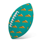 Teal Pizza Pattern Print Rugby Ball