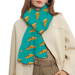 Teal Pizza Pattern Print Scarf