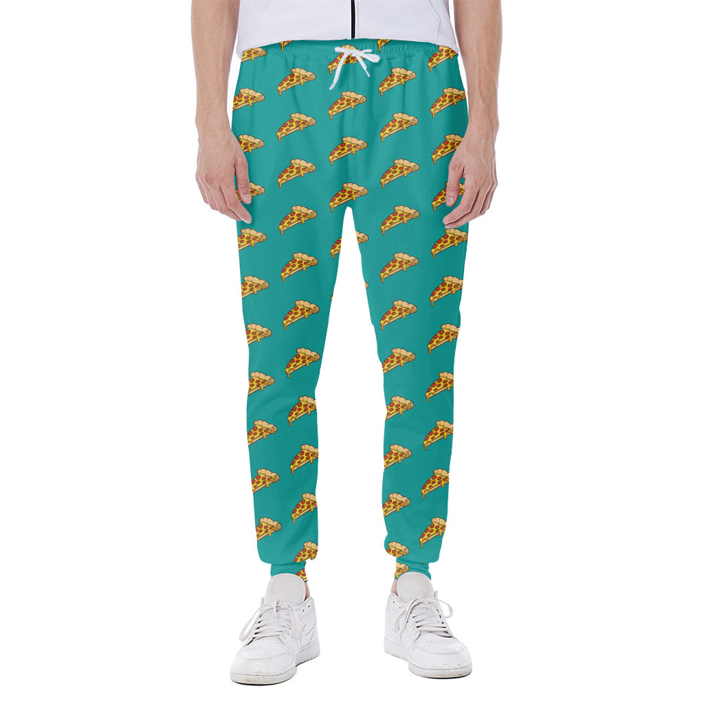 Teal Pizza Pattern Print Scuba Joggers