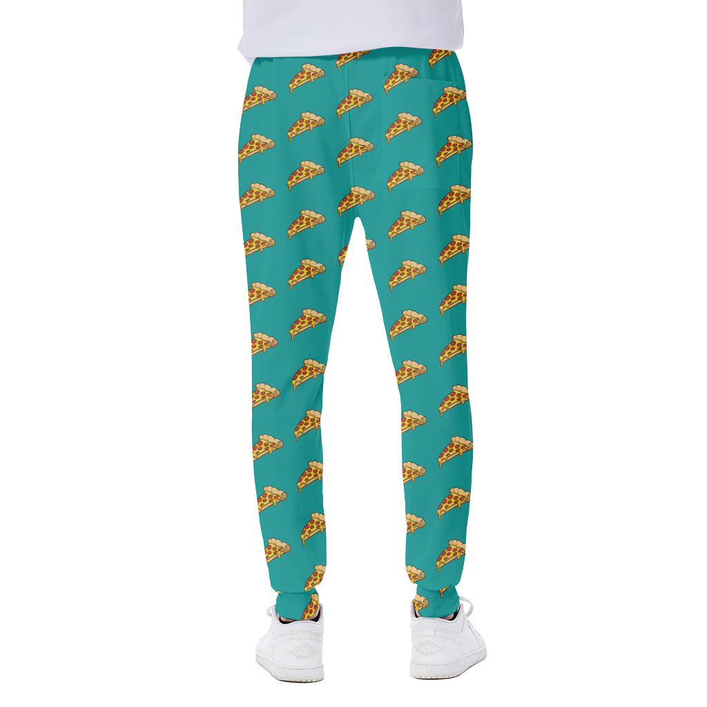 Teal Pizza Pattern Print Scuba Joggers