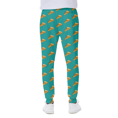 Teal Pizza Pattern Print Scuba Joggers