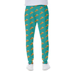 Teal Pizza Pattern Print Scuba Joggers