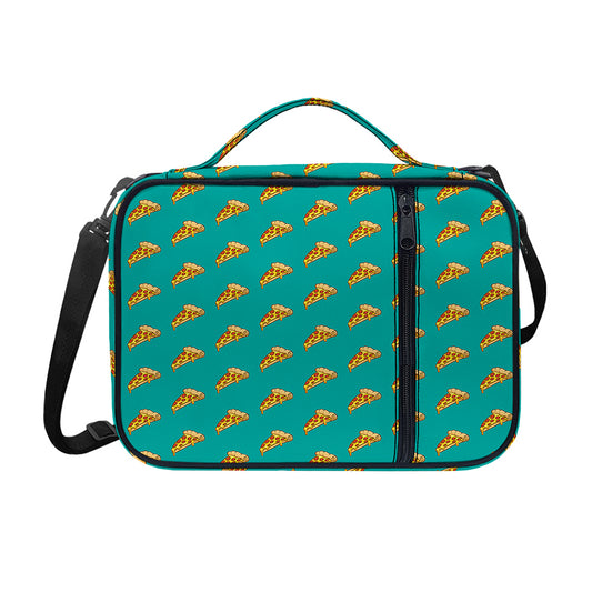 Teal Pizza Pattern Print Shoulder Strap Bible Bag