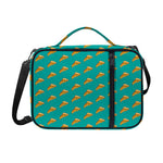 Teal Pizza Pattern Print Shoulder Strap Bible Bag
