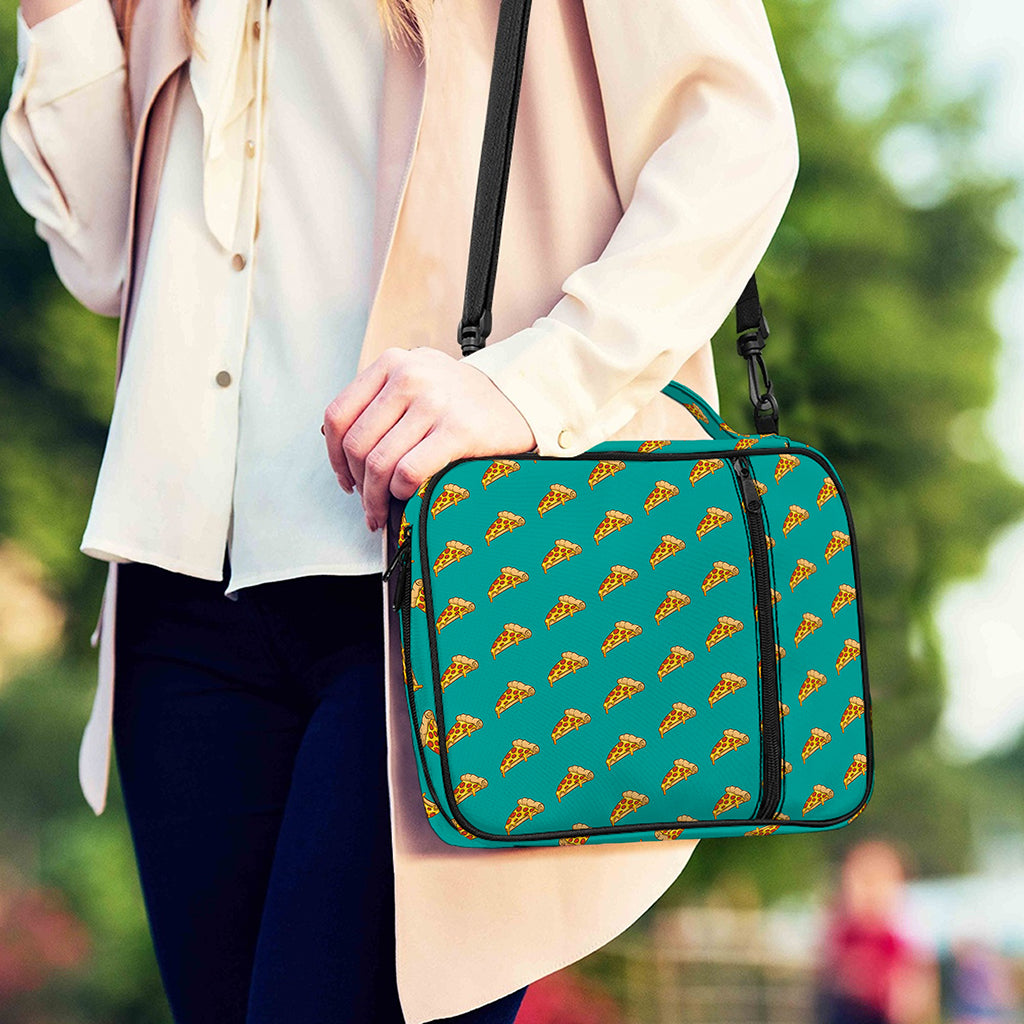 Teal Pizza Pattern Print Shoulder Strap Bible Bag