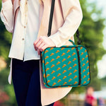 Teal Pizza Pattern Print Shoulder Strap Bible Bag