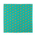 Teal Pizza Pattern Print Silk Bandana