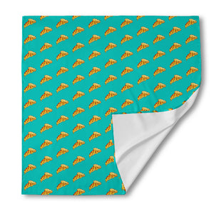 Teal Pizza Pattern Print Silk Bandana