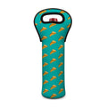 Teal Pizza Pattern Print Single Neoprene Wine Tote