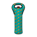 Teal Pizza Pattern Print Single Neoprene Wine Tote