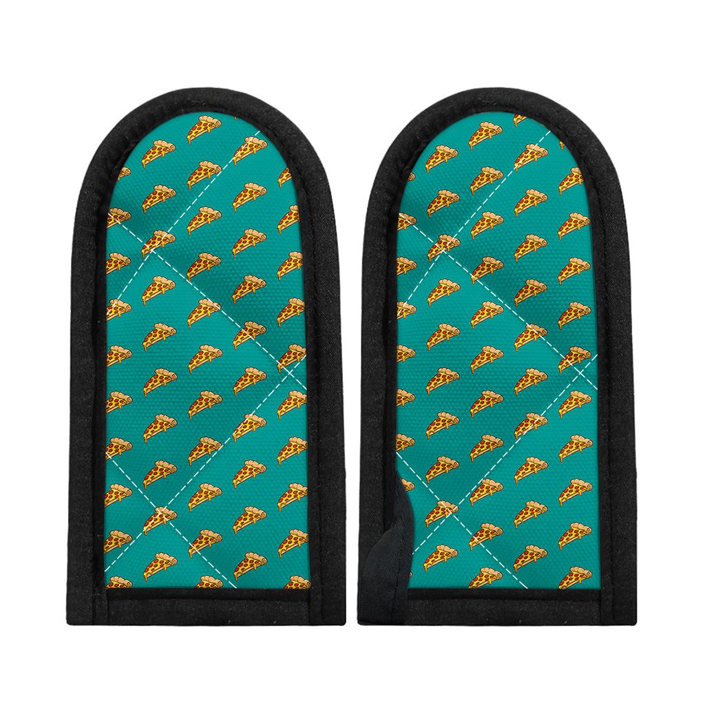 Teal Pizza Pattern Print Skillet Handle Cover
